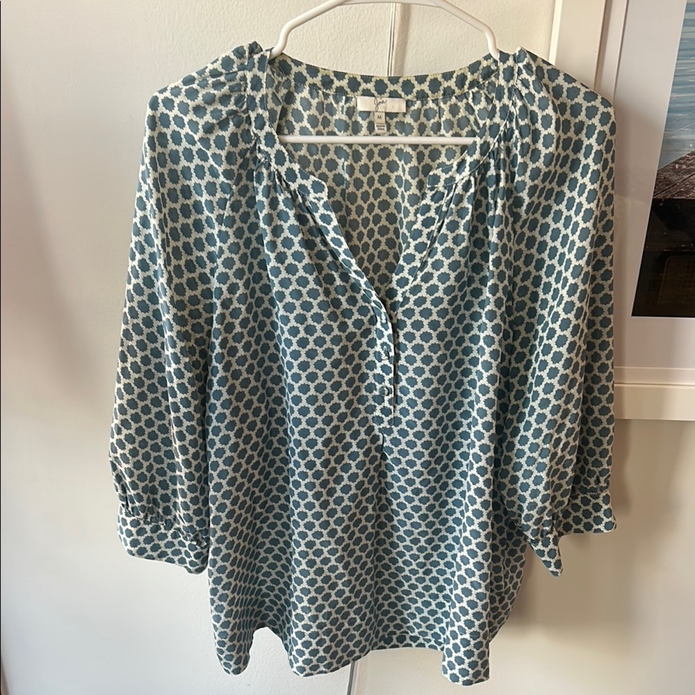 Joie Silk Patterned Blue Blouse
